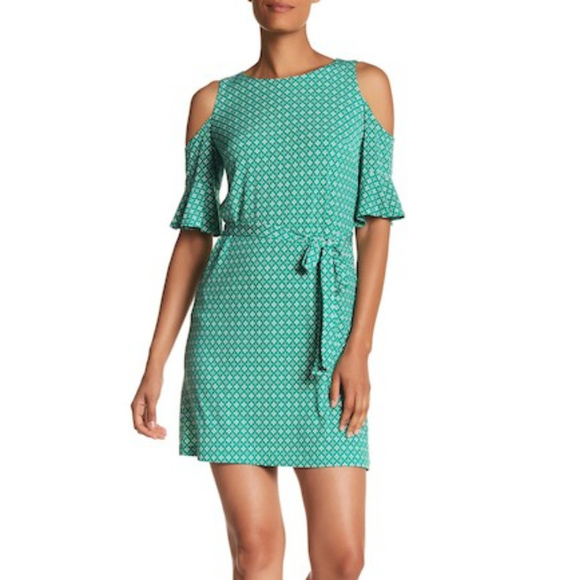 NWT Donna Morgan Cold Shoulder Belted Dress - Picture 2 of 8